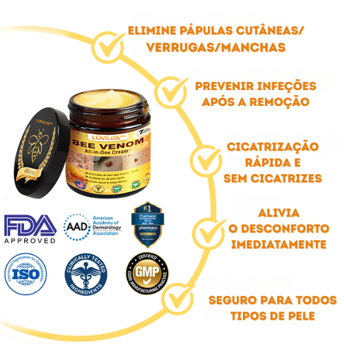 LOVILDS™ Creme multifuncional com veneno de abelha aprovado por dermatologistas dos EUA